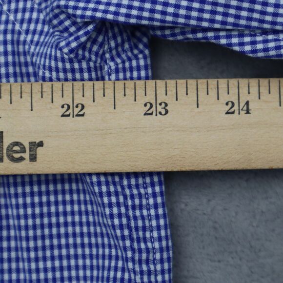 Roundtree Yorke Shirt Mens L Blue Checkered Button Down Long Sleeve Collared Top - Picture 5 of 16